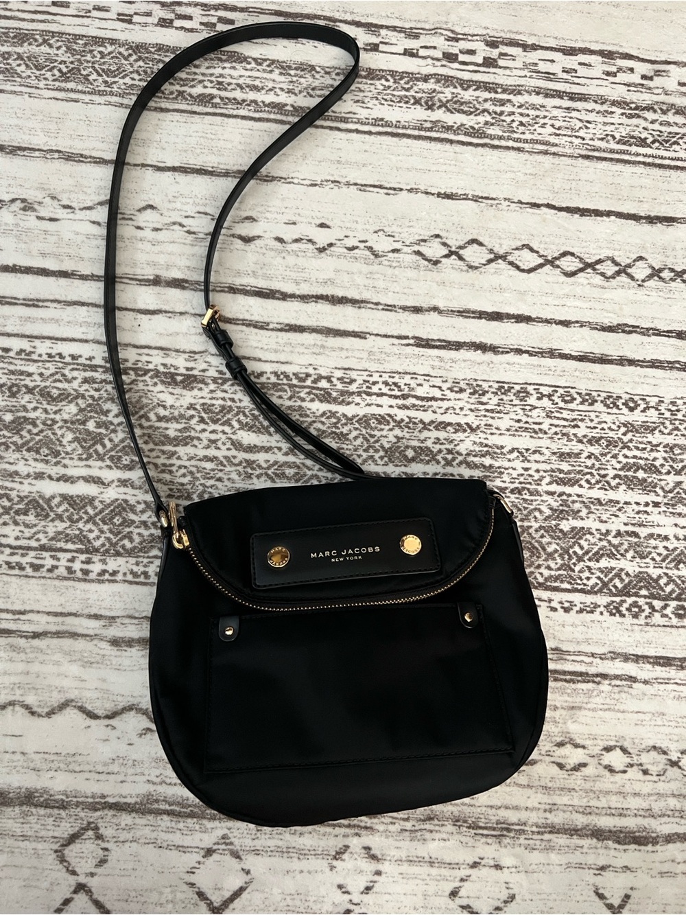 Marc Jacobs Black Nylon Crossbody with Gold Hardware